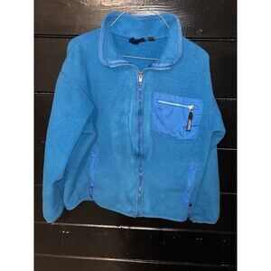 Vintage Patagonia Fleece Jacket Youth 14 Teal Blue Full-Zip Long Sleeve USA